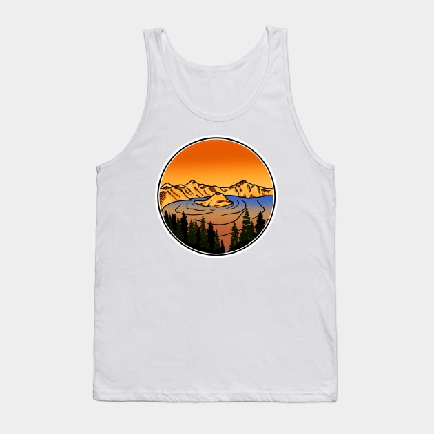 Crater Lake Sunset Tank Top by FernheartDesign